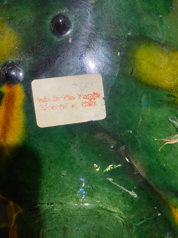 Photo 1 of VERY RARE MAJOLICA FOO DOG PLANT STAND MADE IN THE PEOPLES REPUBLIC OF CHINA