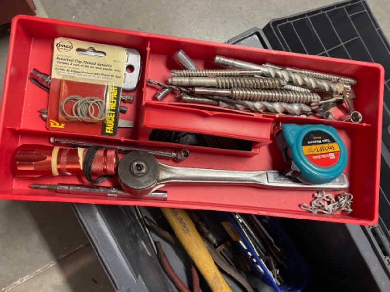 Photo 1 of STACK-ON STEP STOOL WITH MISCELLANEOUS TOOLS