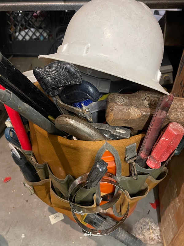 Photo 3 of BUCKET BOSS TOOL BAG w/ MISCELLANEOUS TOOLS AND HARD HAT