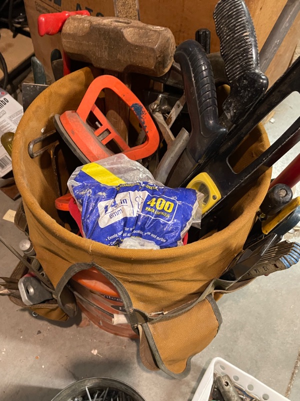 Photo 4 of BUCKET BOSS TOOL BAG w/ MISCELLANEOUS TOOLS AND HARD HAT