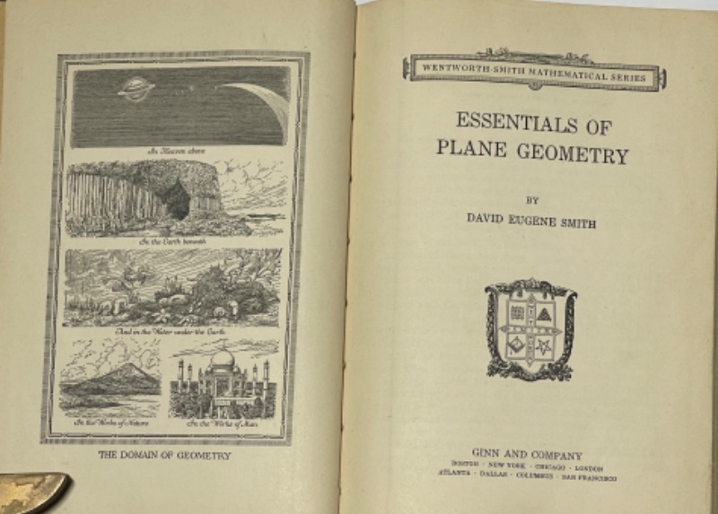 Photo 1 of ANTIQUE BOOK 1923 FIRST EDITION ESSENTIALS OF PLANE GEOMETRY