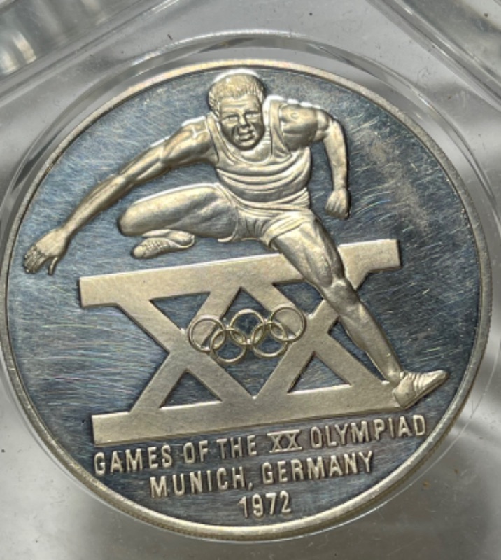 Photo 4 of OLYMPIC GAMES MUNICH GERMANY 1972 STERLING SILVER PROOF ROUNDS