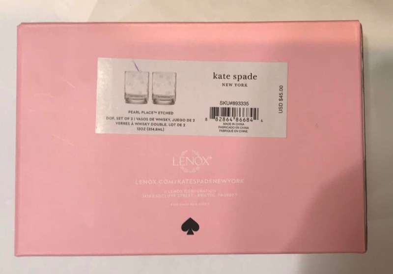 Photo 1 of KATE SPADE HANDBAG & PEARL PLACE ETCHED ON THE ROCKS GLASSES