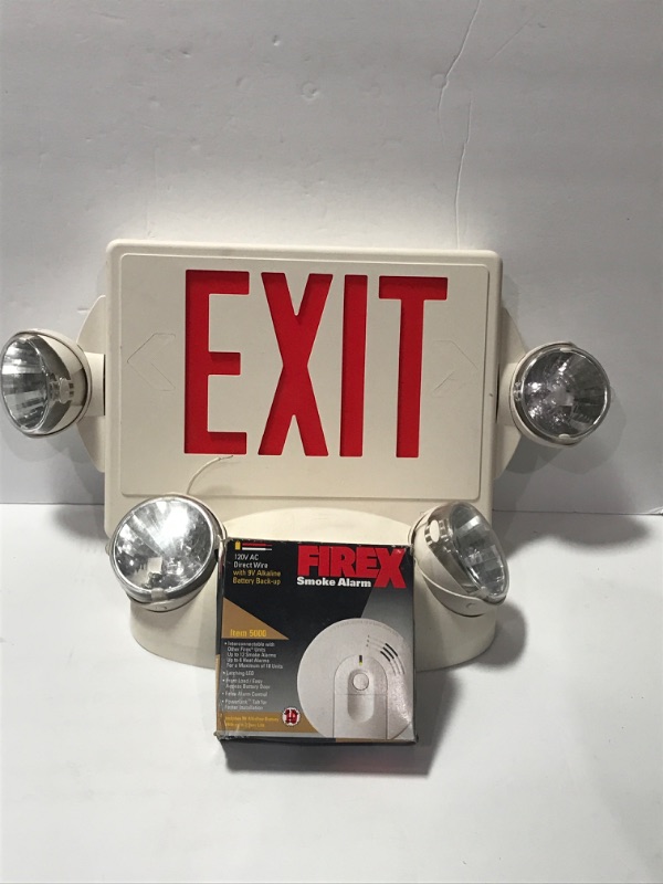 Photo 1 of EXIT SIGN WITH LIGHTS & FIREX SMOKE ALARM