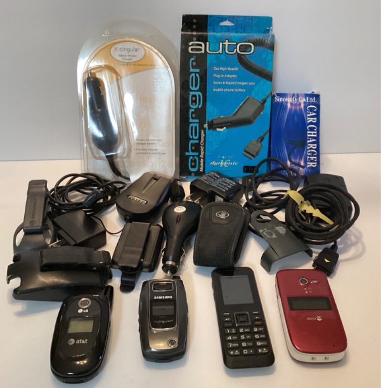Photo 1 of CELL PHONES- SOME VINTAGE -SAMSUNG, LG WITH CHARGERS & MORE