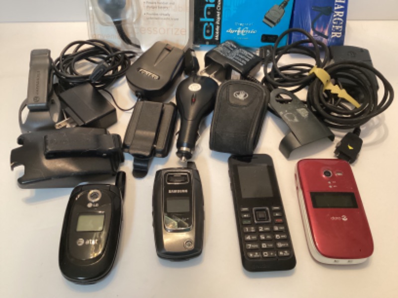 Photo 2 of CELL PHONES- SOME VINTAGE -SAMSUNG, LG WITH CHARGERS & MORE