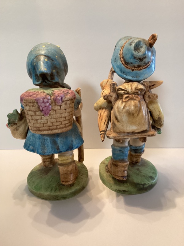 Photo 4 of VINTAGE HAND PAINTED BOY & GIRL HIKERS - HUMMEL INSPIRED 10”