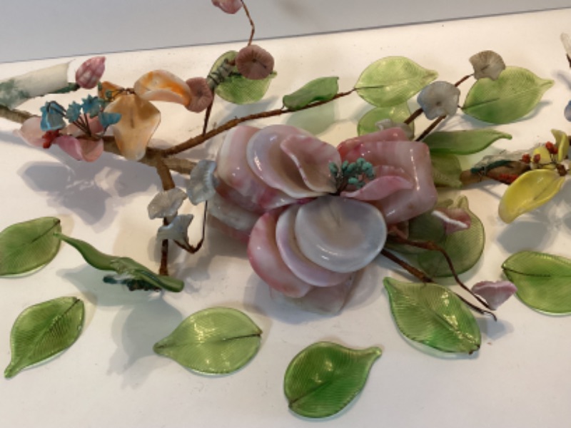 Photo 1 of VINTAGE GLASS FLORAL BRANCH WITH EXTRA LEAVES IN NEED OF SOME TLC