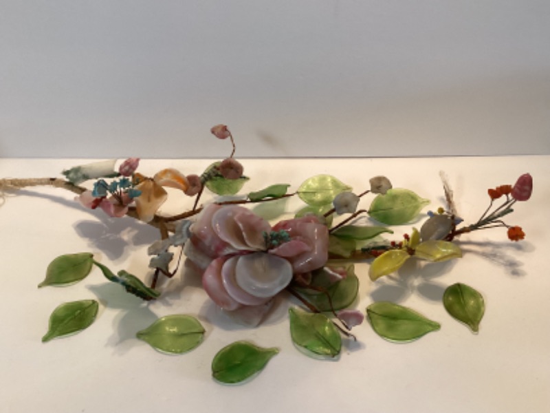 Photo 4 of VINTAGE GLASS FLORAL BRANCH WITH EXTRA LEAVES IN NEED OF SOME TLC