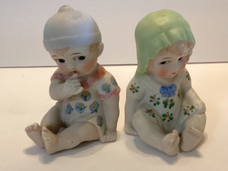 Photo 2 of ANTIQUE BABY BOY & GIRL BONE CHINA FIGURINES MADE IN JAPAN