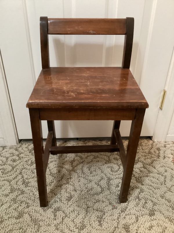 Photo 1 of ANTIQUE PETITE WOOD CHAIR 12.5 X 11” X 24”