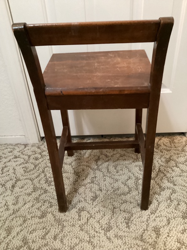 Photo 3 of ANTIQUE PETITE WOOD CHAIR 12.5 X 11” X 24”