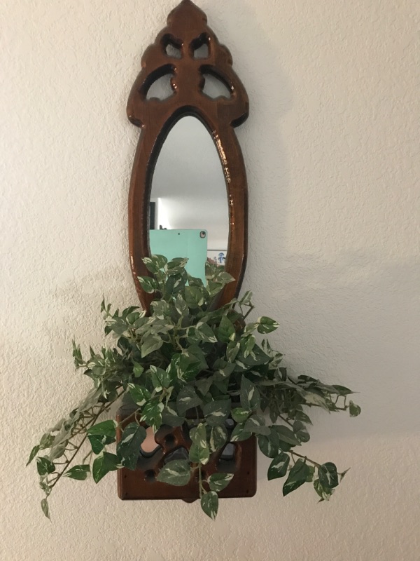 Photo 1 of VINTAGE SOLID WOOD & MIRRORED WALL PLANTER 8” X 6” X 30”