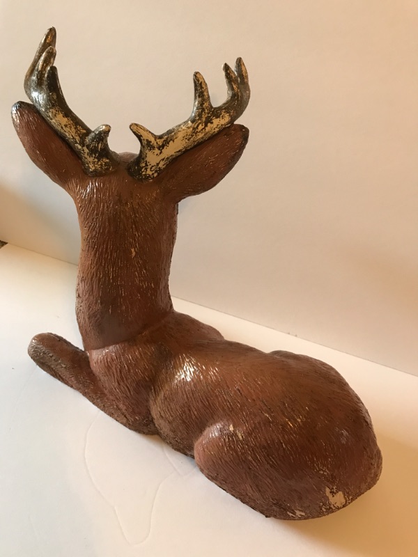 Photo 3 of HAND PAINTED DEER BUCK STATUE PORCH DECOR 17 X 18 - MORE OF THIS COLLECTION IN AUCTION 