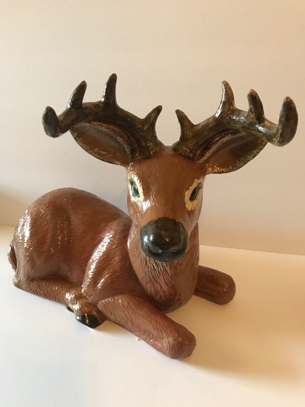 Photo 1 of HAND PAINTED DEER BUCK STATUE PORCH DECOR 17 X 18 - MORE OF THIS COLLECTION IN AUCTION 