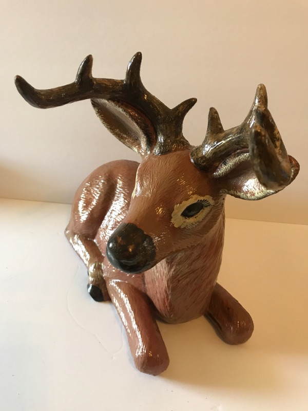 Photo 2 of HAND PAINTED DEER BUCK STATUE PORCH DECOR 17 X 18 - MORE OF THIS COLLECTION IN AUCTION 