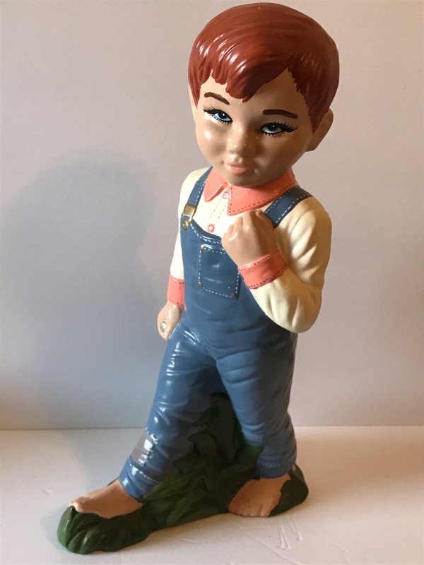 Photo 2 of HAND PAINTED BOY IN OVERALLS 20”H