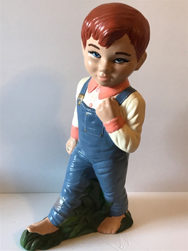 Photo 1 of HAND PAINTED BOY IN OVERALLS 20”H