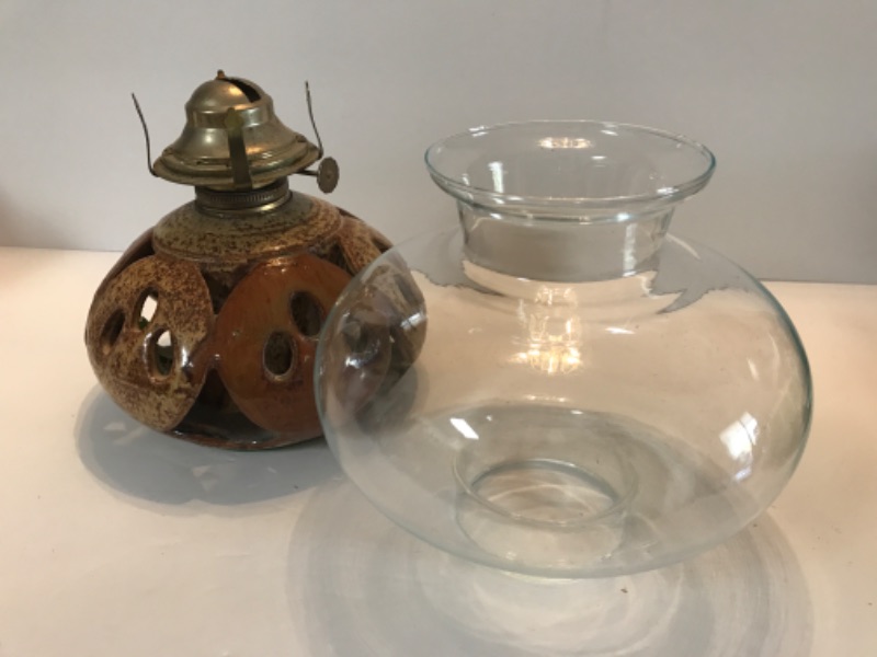 Photo 1 of VINTAGE EARTH TONE HURRICANE LAMP
