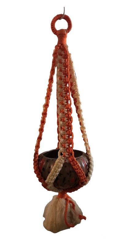 Photo 2 of RETRO ORANGE VINTAGE MACRAME PLANT HANGER