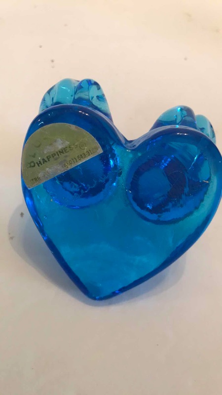 Photo 5 of VINTAGE LEO WARD SIGNED HANDBLOWN ART GLASS BLUEBIRDS OF HAPPINESS
