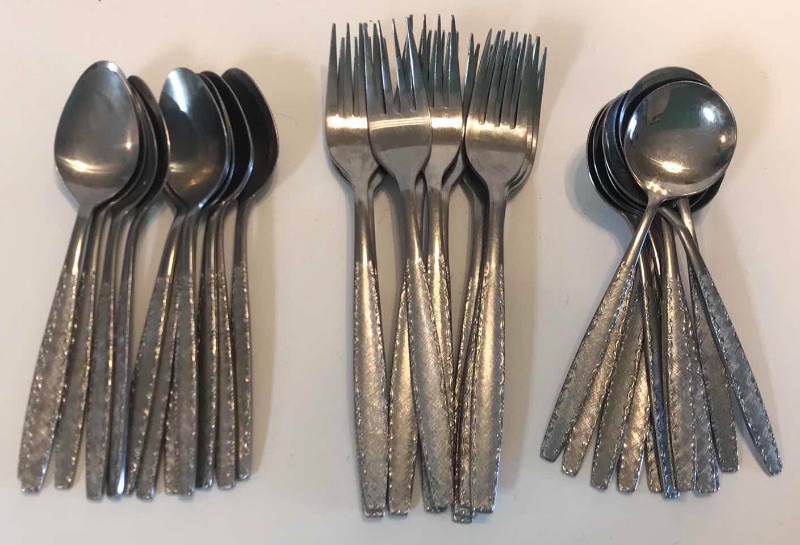 Photo 1 of VINTAGE EDWARD DON & CO SILVERWARE MADE IN KOREA 12 - FORKS 12-TEASPOONS AND 12-SOUP SPOONS