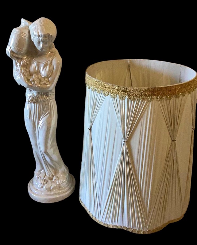 Photo 2 of VINTAGE POMONA STATUE - HANDCRAFTED, 1975 - CAN BE CONVERTED TO LAMP COMES WITH SHADE 