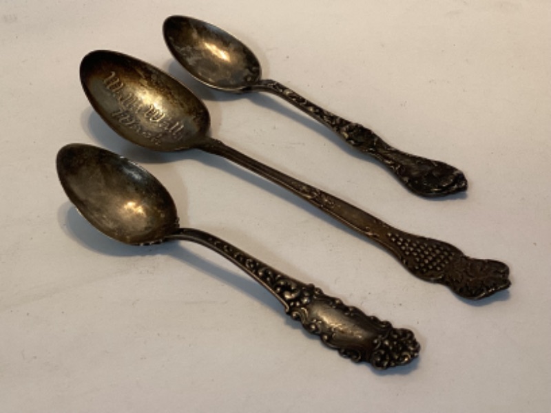 Photo 3 of ANTIQUE STERLING SILVER SPOONS