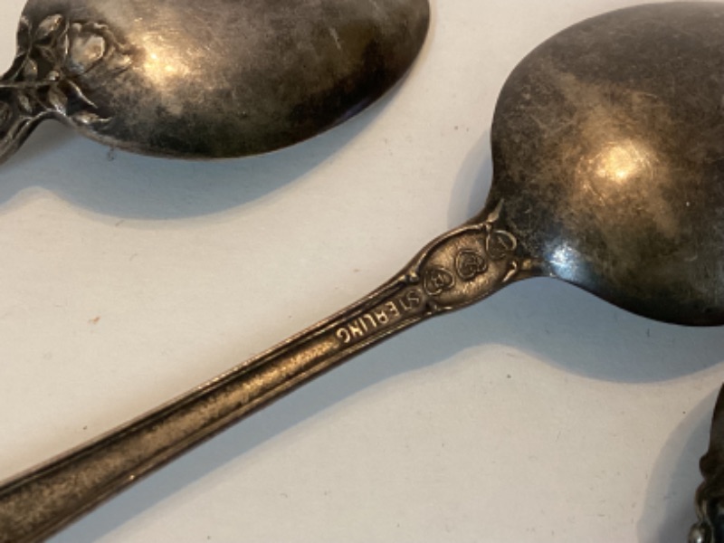 Photo 5 of ANTIQUE STERLING SILVER SPOONS