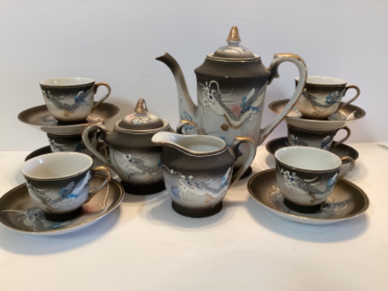 Photo 2 of VINTAGE JAPANESE DRAGONWARE TEA SET