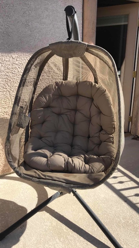 Photo 2 of FLOWER HOUSE OUTDOOR BEIGE HANGING PUMPKIN PATIO LOVESEAT CHAIR WITH CUSHION 