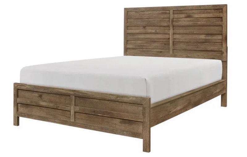 Photo 1 of MADAN WEATHERED PINE FINISH KING SIZE BED FRAME WITH HEADBOARD AND FOOTBOARD – MATTRESS NOT INCLUDED - MORE OF THIS COLLECTION IN AUCTION 


