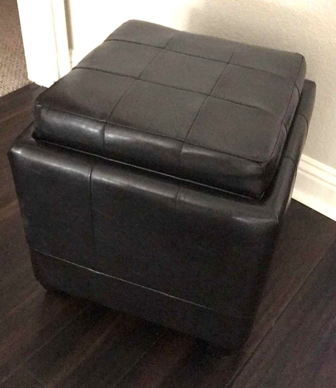 Photo 2 of LEATHERETTE TUFTED SQUARE STORAGE OTTOMAN