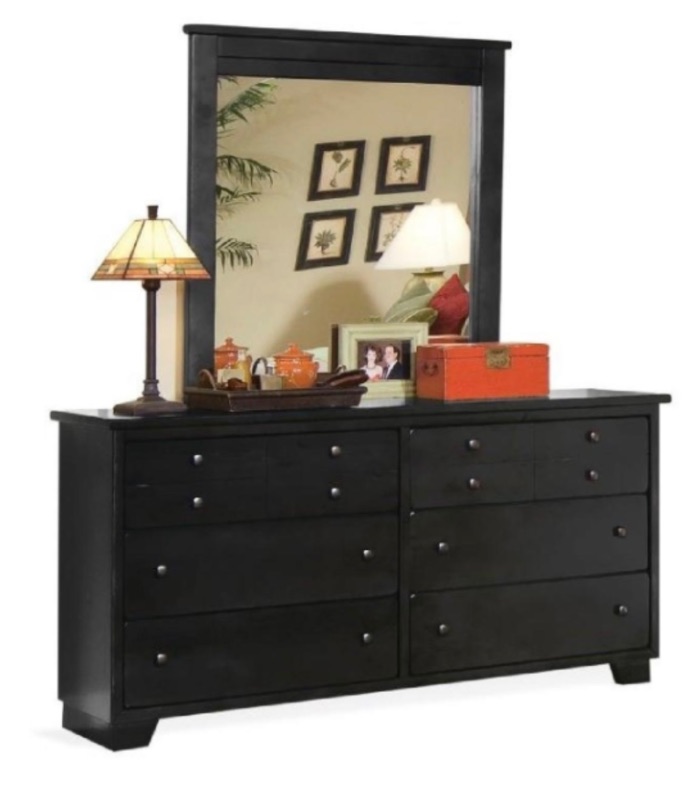 Photo 1 of RC WILLEY DIEGO BLACK 6 DRAWER CONTEMPORARY DRESSER WITH MIRROR 64”x17”x34” - MORE OF THIS COLLECTION IN AUCTION 