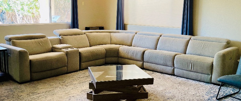 Photo 1 of POCONO 6 PIECE POWER RECLINING SECTIONAL WITH POWER HEADRESTS 114”x127”- SLIGHT WEAR ON ONE CHAIR 