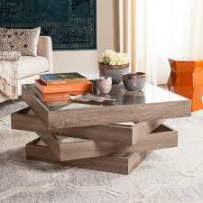 Photo 1 of SAFAVIEH HOME COLLECTION ANWEN MID-CENTURY GEOMETRIC LIGHT OAK AND BROWN WOOD COFFEE TABLE
33.5x33.5x16”