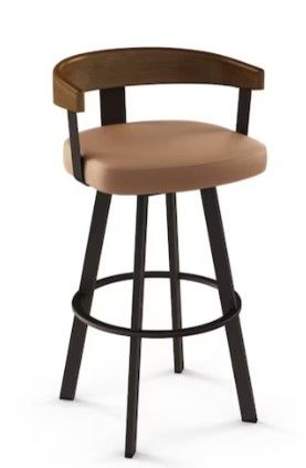 Photo 1 of AMISCO LARS COUNTER HEIGHT UPHOLSTERED SWIVEL METAL BAR STOOL WITH ARMS & BACK H 33” - MORE OF THIS COLLECTION IN AUCTION 