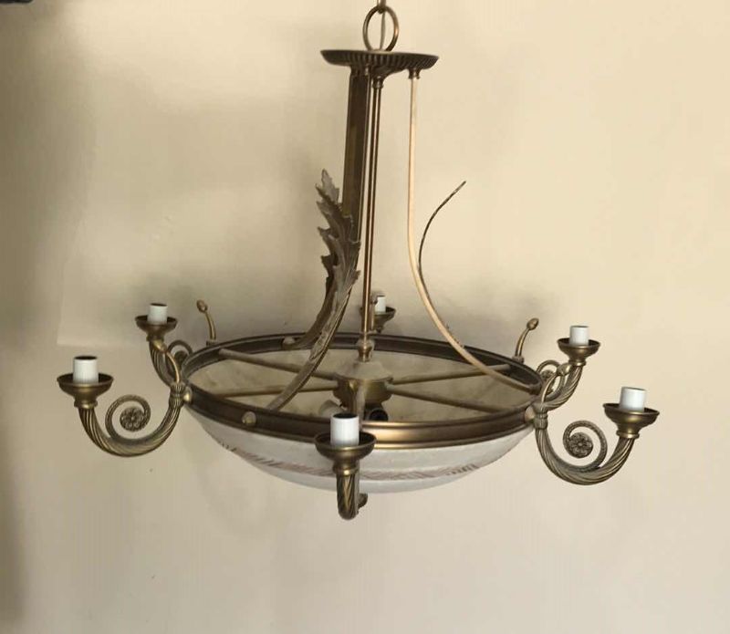 Photo 2 of ORNATE BRASS CHANDELIER 24”