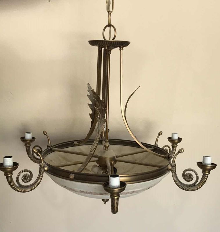 Photo 1 of ORNATE BRASS CHANDELIER 24”