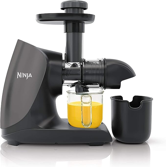 Photo 1 of NINJA JC101 COLD PRESS PRO COMPACT POWERFUL SLOW JUICER WITH TOTAL PULP CONTROL & EASY CLEAN, - MISSING 2 PARTS CIRCLED ON PRODUCT SHEET 

