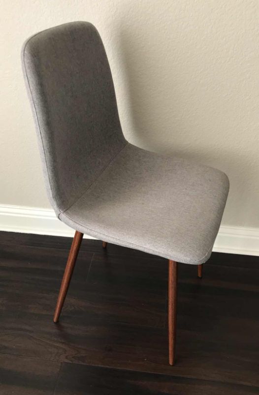 Photo 5 of CANGLONG KITCHEN FABRIC CUSHION SEAT BACK, MODERN MID CENTURY LIVING ROOM SIDE CHAIRS WITH METAL LEGS, SET OF 2, GREY

