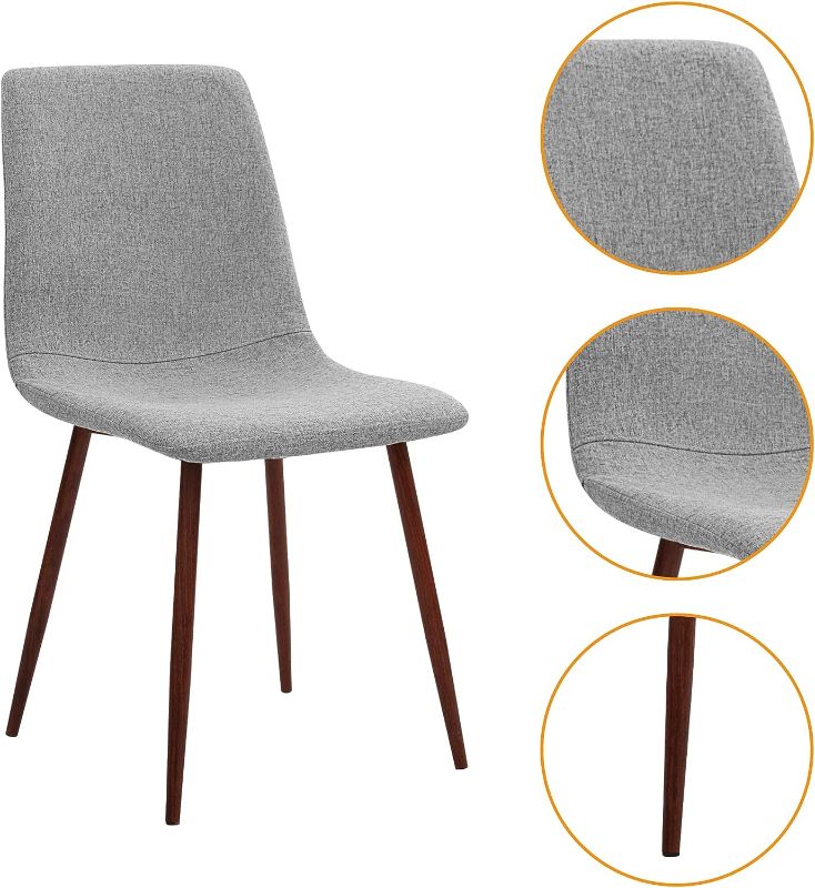 Photo 1 of CANGLONG KITCHEN FABRIC CUSHION SEAT BACK, MODERN MID CENTURY LIVING ROOM SIDE CHAIRS WITH METAL LEGS, SET OF 2, GREY

