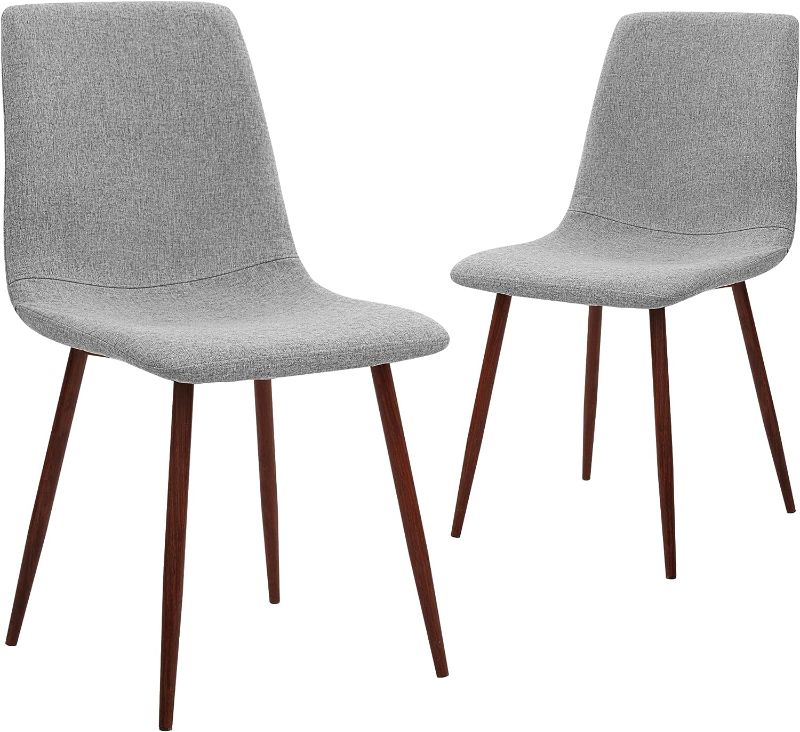 Photo 1 of CANGLONG KITCHEN FABRIC CUSHION SEAT BACK, MODERN MID CENTURY LIVING ROOM SIDE CHAIRS WITH METAL LEGS, SET OF 2, GREY

