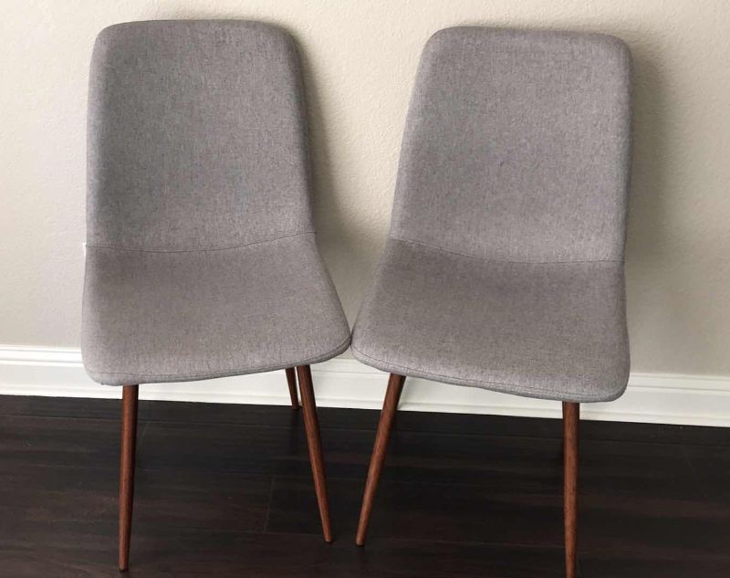 Photo 4 of CANGLONG KITCHEN FABRIC CUSHION SEAT BACK, MODERN MID CENTURY LIVING ROOM SIDE CHAIRS WITH METAL LEGS, SET OF 2, GREY- MORE OF THIS COLLECTION IN AUCTION 