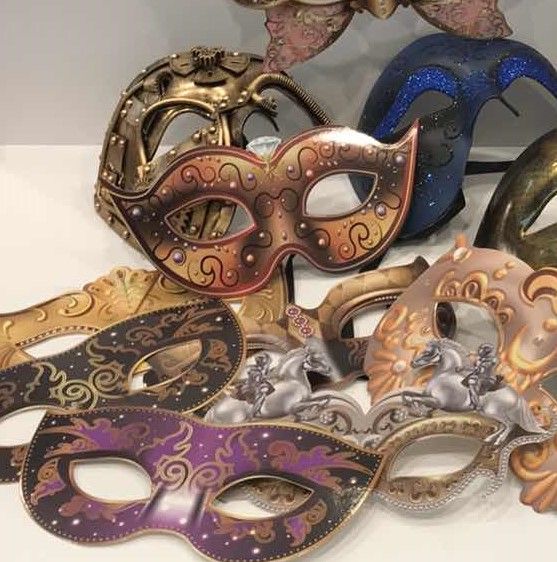 Photo 3 of MASQUERADE MASKS-9 HARD PLASTIC NEW IN PKG-VARIETY OF CARDBOARD MASKS NEW IN PKG