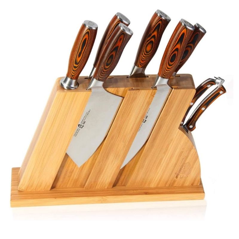 Photo 1 of TUO CUTLERY KNIFE SET WITH WOODEN BLOCK HONING STEEL AND SHEARS PAKKAWOOD HANDLE

