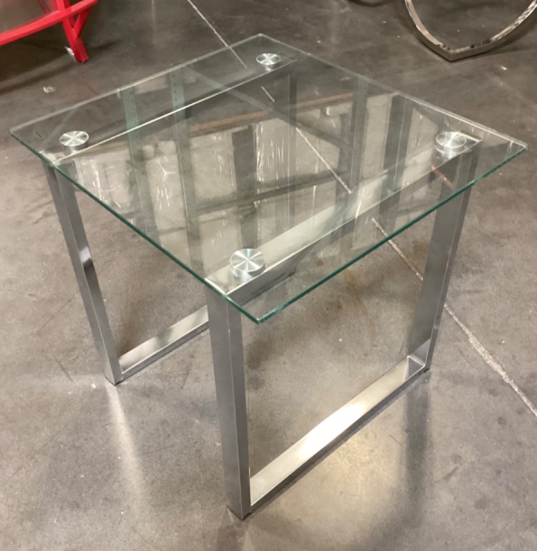 Photo 2 of MCM CALVIN GLASS END TABLE 20”x 20”x 24”- MORE OF THIS COLLECTION IN AUCTION