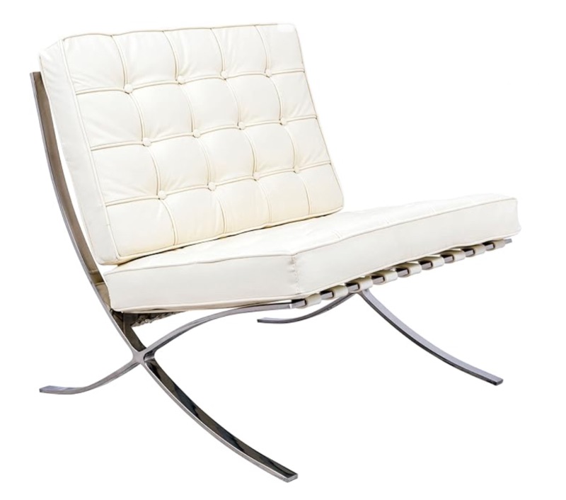 Photo 1 of BARCELONA MID CENTURY MODERN PAVILION CHAIR - IVORY - MISSING SOME STRAPS