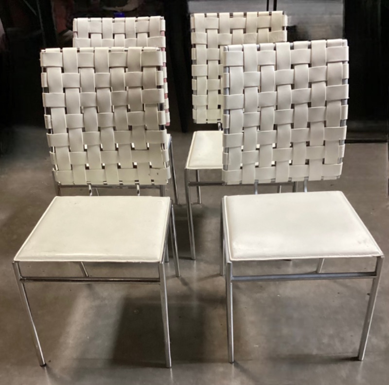 Photo 1 of 4 ZUO CRISS CROSS TABLE HIGHT CHAIRS - SOME MINOR SCUFFS AND WEAR ON SEAT OR BACK OF CHAIR SLIGHTLY DISCOLORED - 
MORE OF THIS COLLECTION IN AUCTION