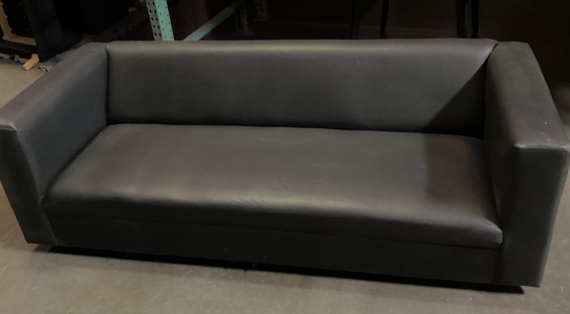 Photo 4 of CANAL LEATHERETTE BLACK SOFA 86”x34”x 26”- MORE OF THIS COLLECTION IN AUCTION- SOME DAMAGE PLEASE SEE PHOTOS